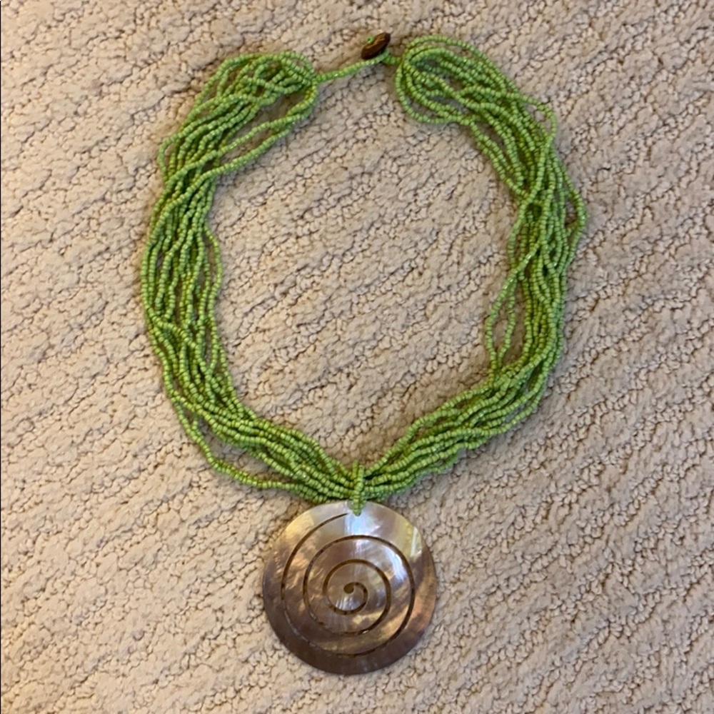 Green beaded statement necklace